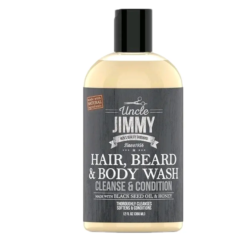 Uncle Jimmy Hair, Beard & Body Wash - Sulfate Free, 12 fl oz (355 mL) for Men's Skin Care