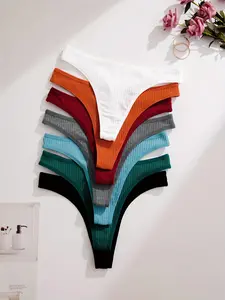 Comfortable Women's Thong Set, 7/12/18 Pack, Casual Style, Moderate Fabric Thickness, All Seasons Wear, Plain Pattern, Underwear