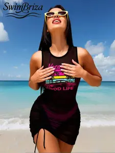 Briza｜Women's Fashionable Summer Beachwear Swimsuit Set, Semi-Transparent And Sexy Design, Perfect For Pool Parties, Made Of Highly Elastic Fabric, Ideal For Outdoor Beach Outings And Parties.