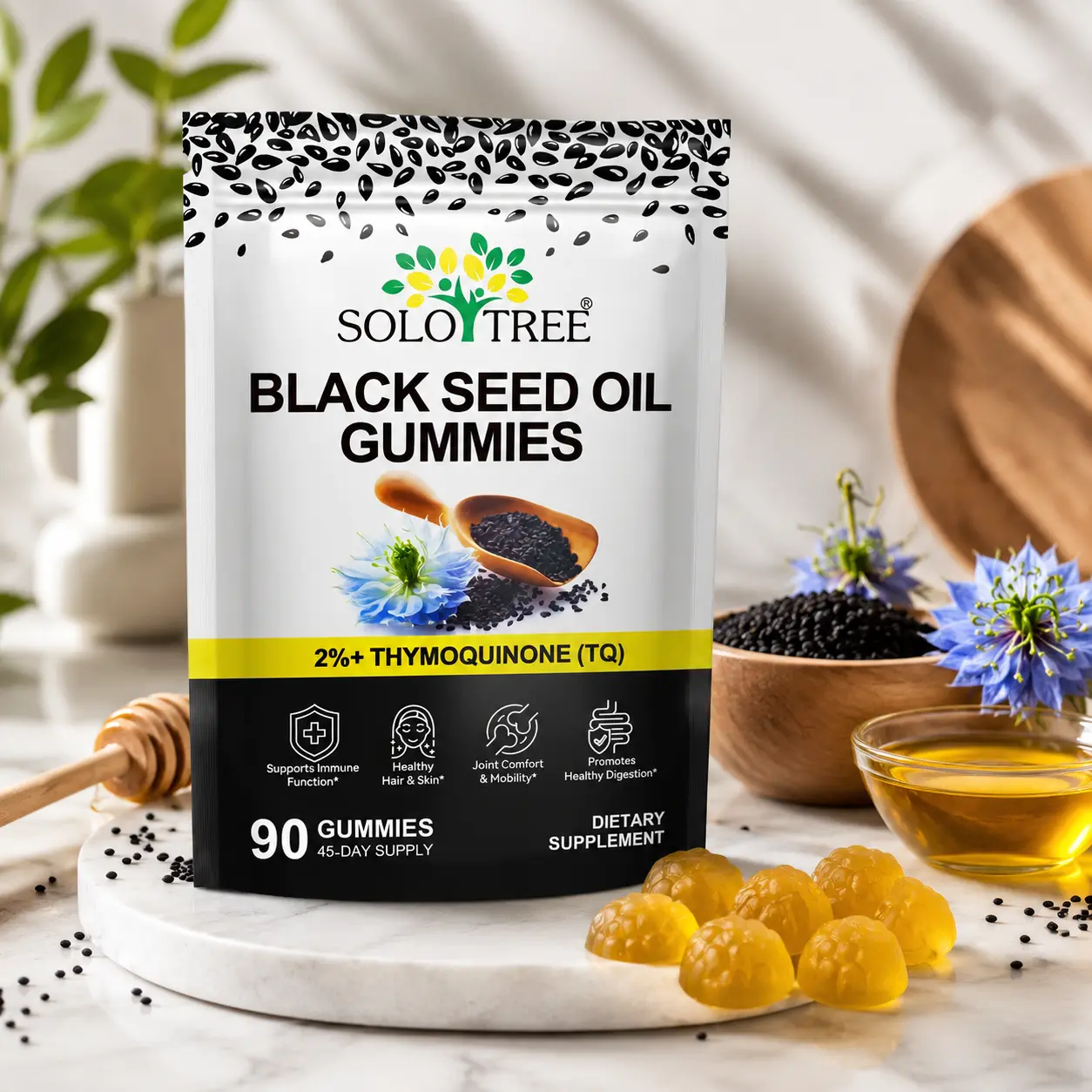 Black Seed Oil Gummies 500mg | 2%+Thymoquinone (TQ) | 90 Gummies | Vegan Pectin Formula