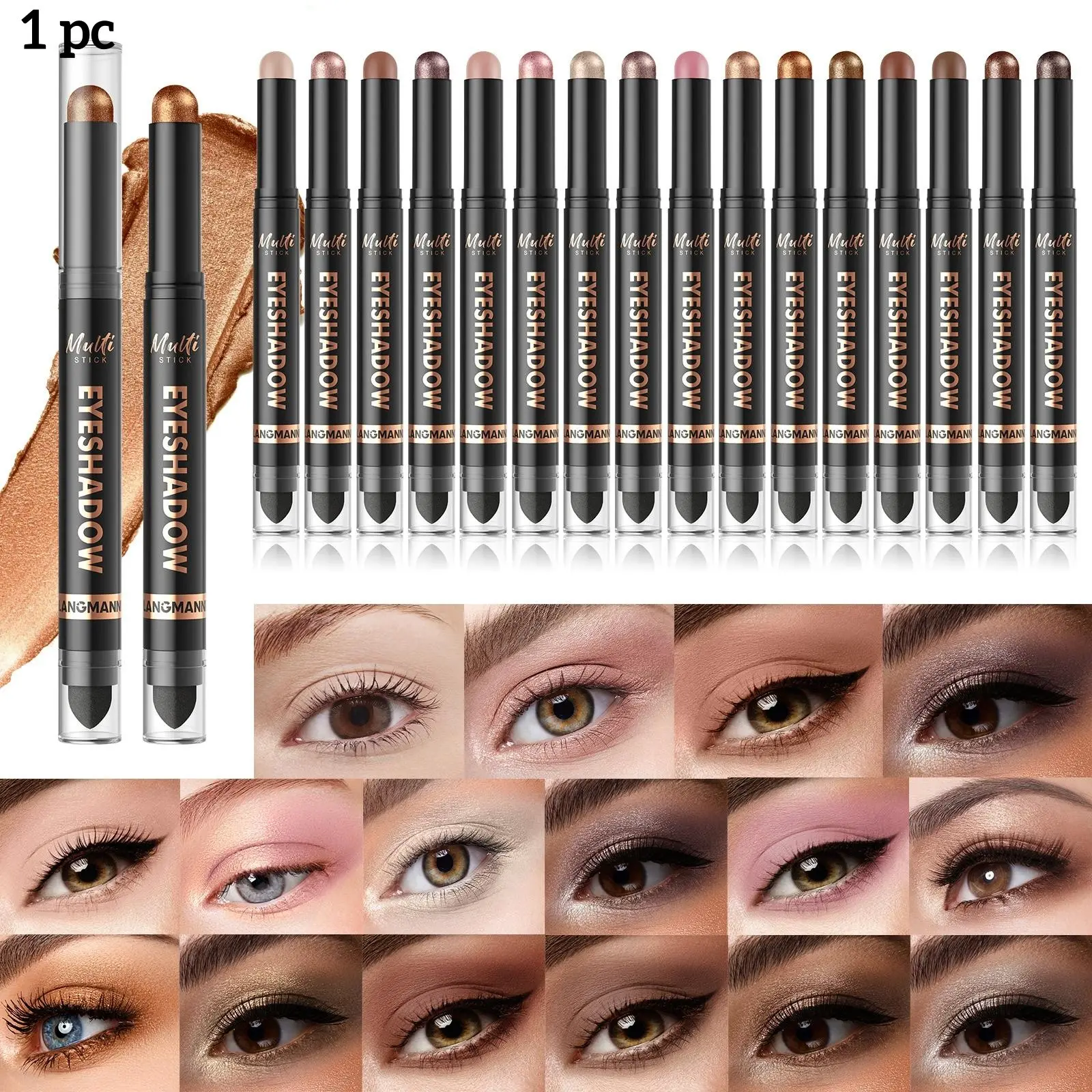 Double Head Pearlescent Eyeshadow Pen Waterproof Lasting Waterproof Lazy Eye Makeup Brightening Highlight Aegyo Saliva Matte Eyeshadow Stick