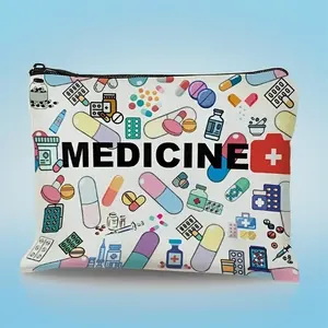 Pill Organizer Travel Case, Vitamin Organizer, Supplement Organizer, Christmas Gift for Adults, Zipper Closure, Colorful Illustration Design, Allergy/Asthma Essential Organizer, Fun & Casual Style, TikTok Shop UK Hot Pick, Reusable Healthcare