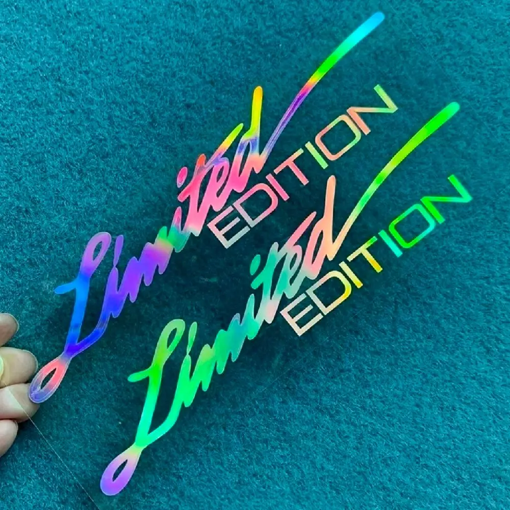Limited Edition Reflective Car Decals - Laser-Cut PVC Stickers with Bold "LIMITED EDITION" Design, Vibrant Colors, Easy Application & Removal, Weatherproof for Cars, Motorcycles, Trucks