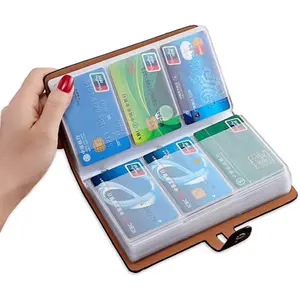 RFID Credit Card Holder, Leather Business Card Organizer with 96 Card Slots, Credit Card Protector for Managing Your Different Cards and Important Documents to  Loss or  (Black)