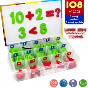 Magnetic Number Learning Set for Toddlers, Number Counting Blocks, Includes 108 Magnetic Numbers, Dual Whiteboards & Storage Box, Preschool Math Education