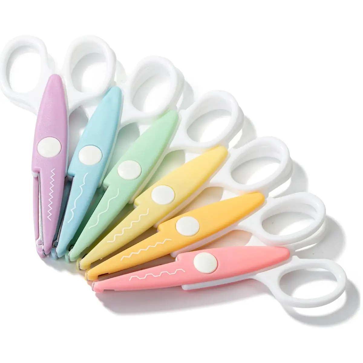 Mr. Pen- Summer Craft Scissors Decorative Edge, 6 Pack, White & Pastel Color, Craft Scissors, Zig Zag Scissors