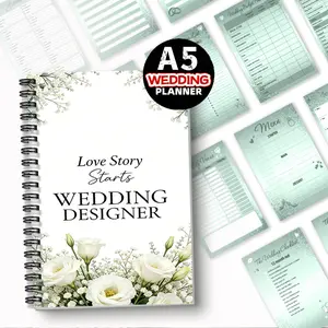 1pc Wedding Planner Themed Notebook, White Floral Fresh Style - Record Wedding Story Ideas. Practical Notebook for Wedding Designers, A Romantic Starting Gift. Suitable for Engaged Couples and Wedding Planners for Personal Use. 5.5x8.3 Inch Notebook