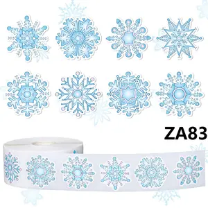 500 pieces Winter Blue Snowflake Sticker Roll, 3 Designs, Waterproof Self-adhesive Stickers, Suitable for Christmas Winter Label Stickers, Seasonal Decorations, Gift Decorations