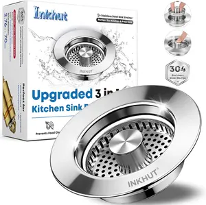 Anti-Clogging 3-in-1 Kitchen Sink Drain Filter | Pop-Up Stopper & Food Catcher, Odor-Proof, No Tools Needed (3.5 Inch)