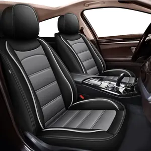 AOMSAZTO Car Seat Covers & Cushions, Full Set Luxury Leather 5-Seat Protector Fit for Subaru Forester 2000-2025, Black&Grey Automotive Interior Decoration Accessories, Car Seat Cushions