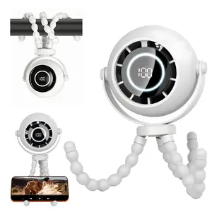 Portable Stroller Fan with 4000mAh Battery, 3-Speed Portable Clip-On Fan – 360° Flexible Legs for Stroller, Crib, Tent & Desk, Ultra-Quiet 38dB Brushless Motor, 3-in-1 LED Night Light, Safe Blade-Free Design， Ideal for Camping, Travel, Home Office