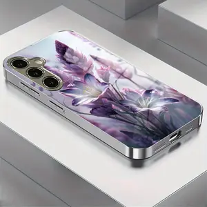 Dreamy Floral Pattern Electroplated Glass Phone Case for Samsung S25-S20, Note20-10, a Series, Anti-Dirt, Fashionable Design