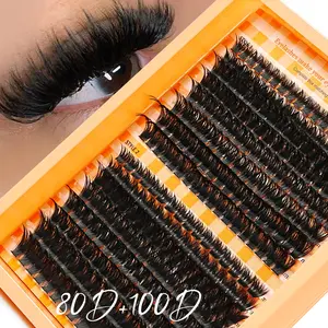 80+100D False Eyelash Extension Set, D Curl, Mixed Lengths 8-16mm, Soft and Lightweight, Reusable, DIY Home Use, Non-Toxic