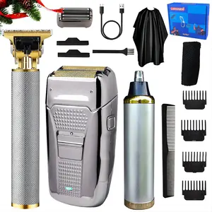 Largner Silver Color Electric Shaver Set, Trimmer & Razor Kit, Rechargeable Men's Grooming Tools, Professional Hair Care Accessories