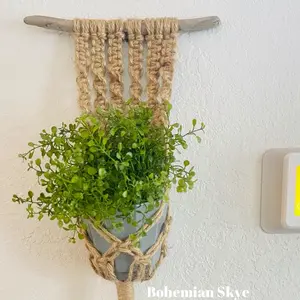 Macrame Jute Wall Planter Vintage Inspired Handcrafted Eco-Friendly Home Decor