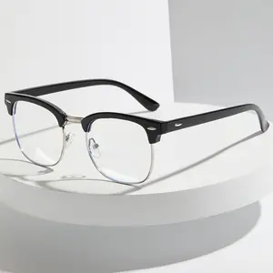 Men Retro Anti-blue Light Glasses Classic Vintage Half Frames Anti Blue Light Blocking Computer Eyeglasses For Women Accessory