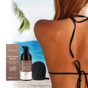 Self Tanner Mousse—Self Tanner Tanning Mousse Kit - with Natural & Organic Ingredients, Self Tanner Mousse and Mitt, Tan Kit, Fake Tan Tanning Foam, Medium to Dark
