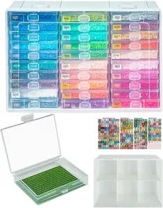 Diamond Art Trays with Lids 60PCS Diamond Painting Trays with Lids & Diamond Art Storage 2 Packs for Beads Easy Sorting Spill Proof Design