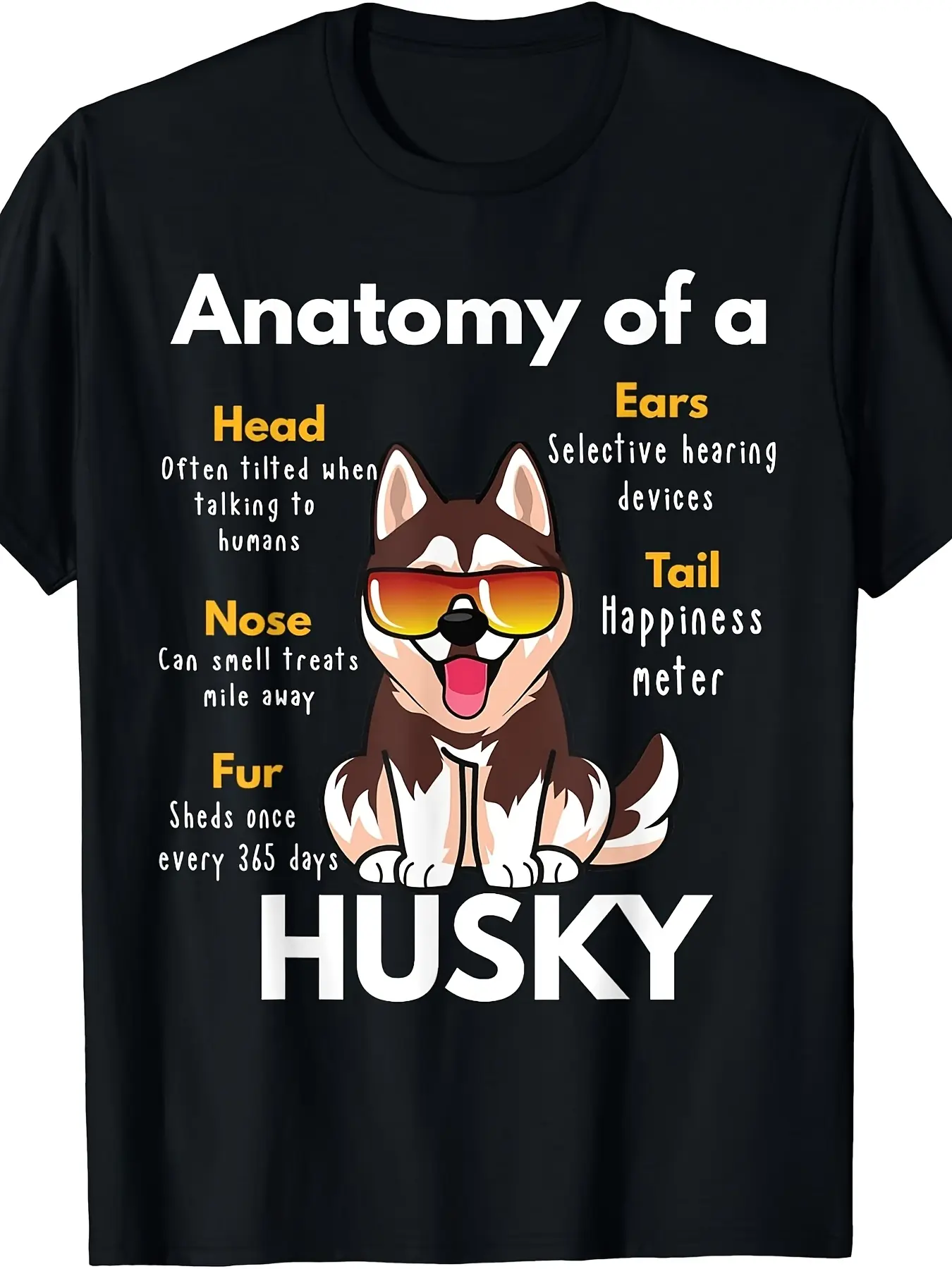 Anatomy Of A Siberian Husky Dogs Gift Funny Husky unisex soft cotton short sleeve t shirt, vintage graphic casual tee for men women teens, perfect birthday holiday gift for camping travel gym daily street  wear