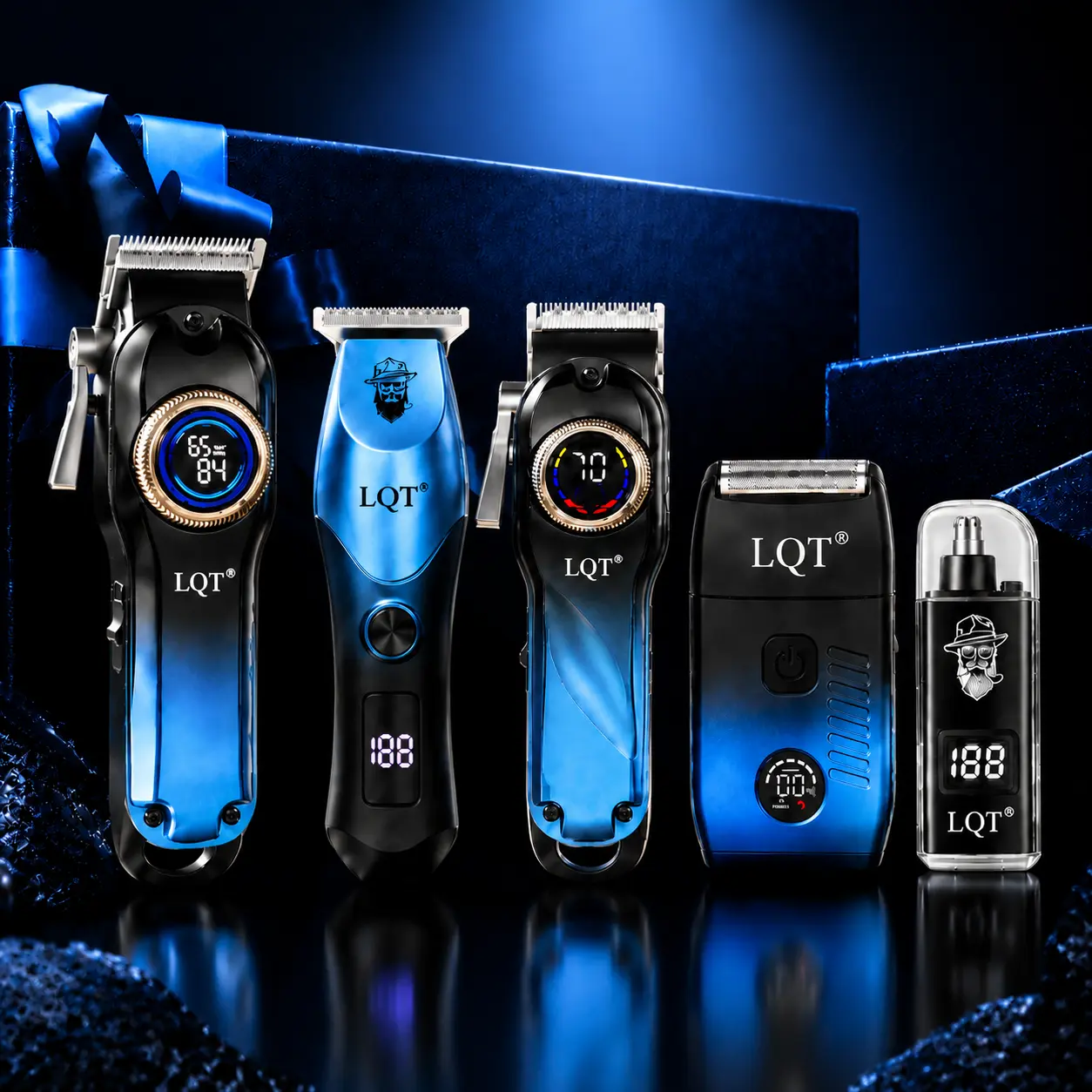LQT Professional Men's Grooming Kit - Cordless Hair Clipper & Trimmer Set, Foil Shaver, Nose Trimmer, Mustache Tool with Stainless Steel Blades, Rechargeable Barber Equipment, Haircut Set, Men's Stuff, Tools and Gadgets,, Cordless Trimmer Set， Brush， Gift