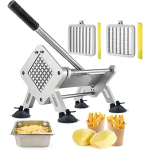 Professional  Fry , Heavy Duty Stainless Steel  Slicer with 1/2" & 3/8" Square , Manual Veggie  for Carrot/Cucumber/Onion, Commercial &  Use,  JXR02