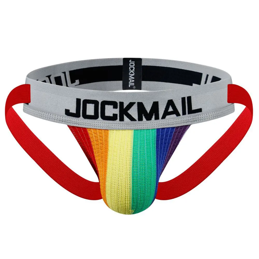 Men's Athletic Rainbow Thong Underwear, Breathable Nylon-Cotton Mesh Sportswear with a Large Stretch Pouch and Elastic Waist, Activewear, Breathable Undergarments, Elastic Waist Underwear, Rubber, European Size, Xxl, Colorful Men's G String, Male, Rainbow