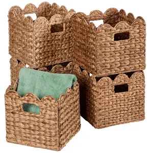 Best Choice Products Scalloped 13 x 13in Hyacinth Storage Basket Set of 5