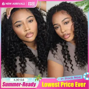 ISEE HAIR Crochet Hair Deep Wave Human Hair Extensions Miracle Knots Friendly for Boho Braids – Defined Curls Pre-Separated 50g/Pack (32-38 Strands Per Pack）4-5 Packs for Full Head,Vacation Hair #Summervibe#ISEECrochetNewArrivals