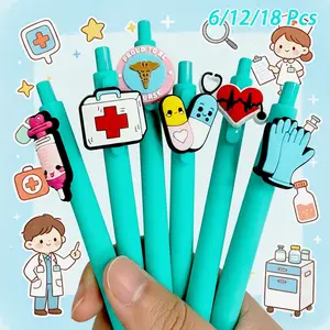6/12/18pcs Nurse and Doctor Gel Pens, Rollerball Pen Set, Medical Record Pens, Nurses Day Gift, Mixed Colors Random Styles, Perfect for Nurses, Medical Assistants and Students, Nurse Gadgets