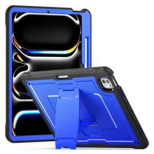 Shockproof Tablet Case with Adjustable Shoulder Strap & Kickstand, Lightweight Portable 2-in-1 Cover & Stand for iPad Pro 13 M4 & Pro 11 M4 A2836, Tablet Protective Cover