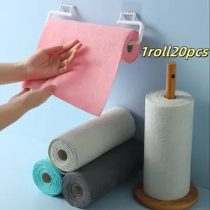 1 Roll 20 Sheets Ultra-Fine Microfiber Cleaning Cloths, Highly Absorbent Kitchen Wipes, Dishwashing Cloth, Reusable Wet Dry Dual-Sided Cleaning Towel, Dish Towels for Home Use, Super Absorbent Reusable