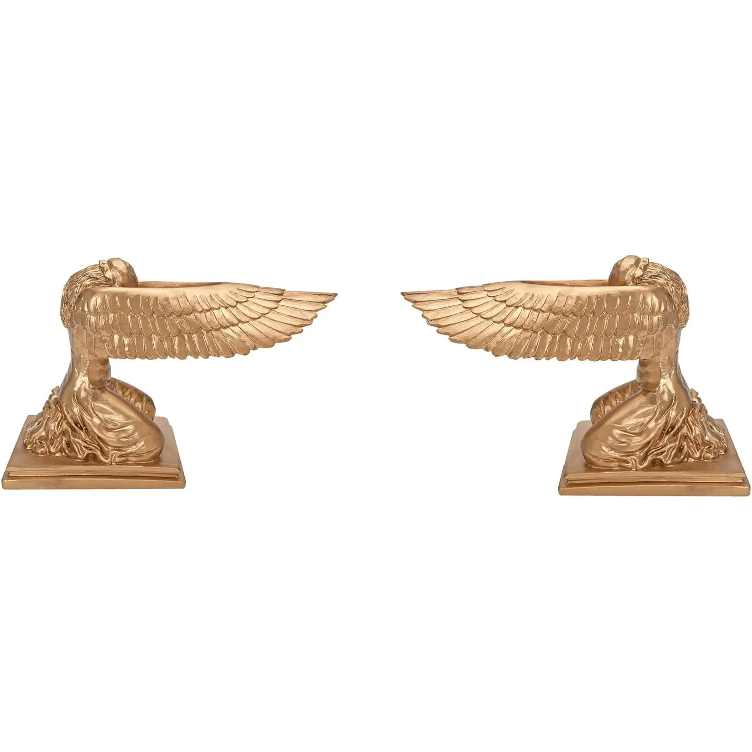 2 count Kneeling Ark Angel Statue, Ark of The Covenant Historic Model Replica, Religious Memorial Figurine for Indoor Outdoor, Movie Props, 9.4" Long,