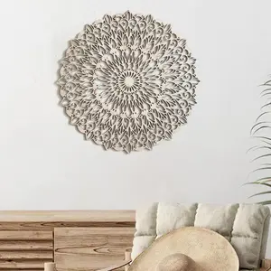Wooden Mandala Pattern Wall Art, Intricate Boho Chic Decorative Hanging, Wall Decor for Home Living Room Bedroom Office, Ornaments, Modern Home Decoration