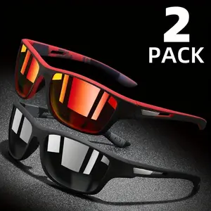 2-Pair Set of Stylish Wrap-Around Polarized Sunglasses – Glare-Reducing, UV Protection – Ideal for Sports, Fishing, Cycling & Outdoor Adventures – Unisex, Comfort Fit for Travel & Daily Wear