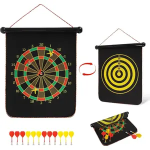 Dart Board, 15 x 12 Inches Dart Boards for Adults and Teen, Two Sided Roll Up Dartboard,12   Safe Darts, Indoor Outdoor Game, Room Decor, Best Gifts for Teen Boys 13-18