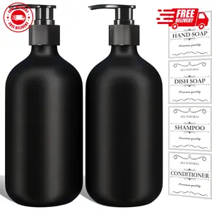 2Pcs Black Soap Dispenser, 16oz