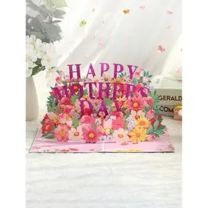 3D Pop Up Mothers Day Greeting Card Happy Mothers Day Colorful Flower Carving Blessing Card Paper with Envelope for Mom Women Wife Daughter Grandma