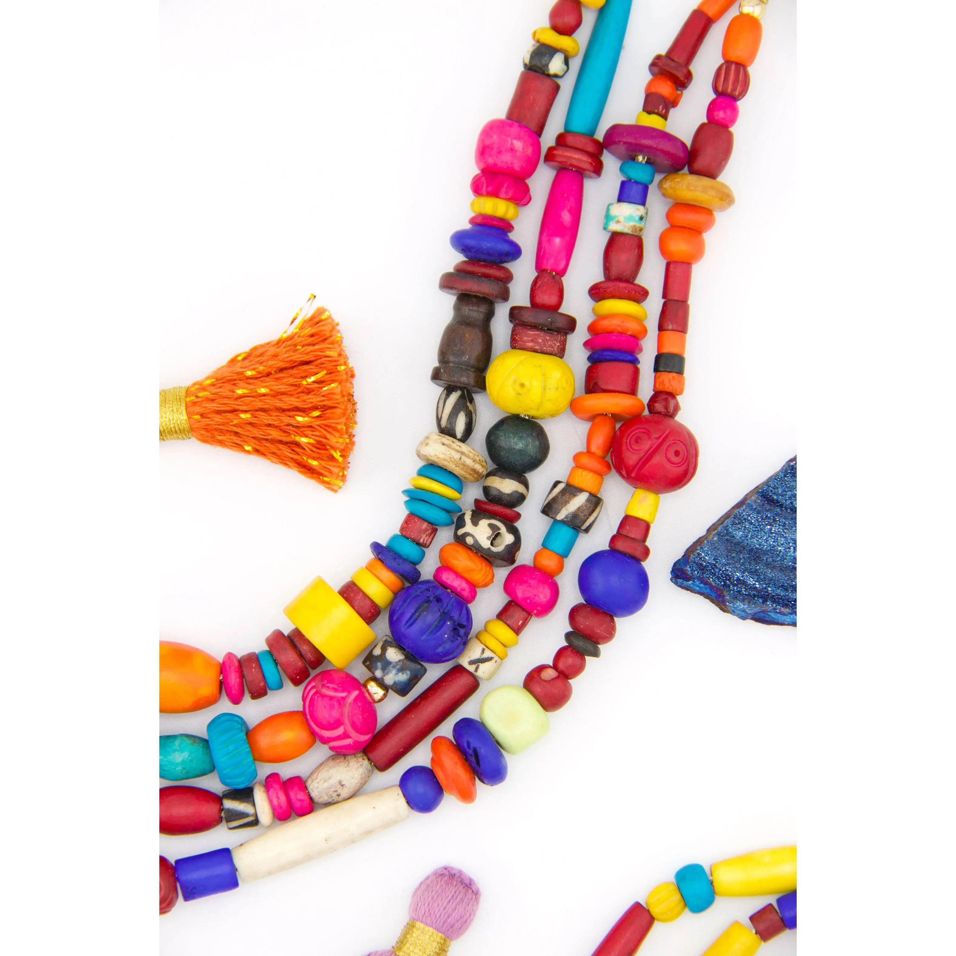 Fiesta Beads: Assorted Colorful Hand Carved Beads for Bracelets, 5-11mm