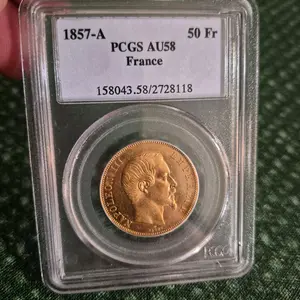 1857-A PCGS AU58 France 50 Fr Coin 158043.58/2728118 Collectible Numismatic Item