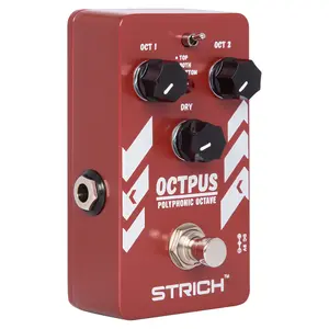 STRICH Polyphonic Octave Guitar Pedal, Digital 3 Modes Octave Shifter with Top/Both/Bottom Selection, Compact & Practical Aluminum Build, True Bypass for Electric Guitar, Red