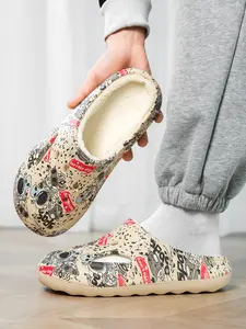 Unisex Winter Warm Garden Slippers, Fuzzy Thick Cotton Lined, Astronaut Pattern, Comfortable Home Wear, Durable Design, Perfect for Indoor Use