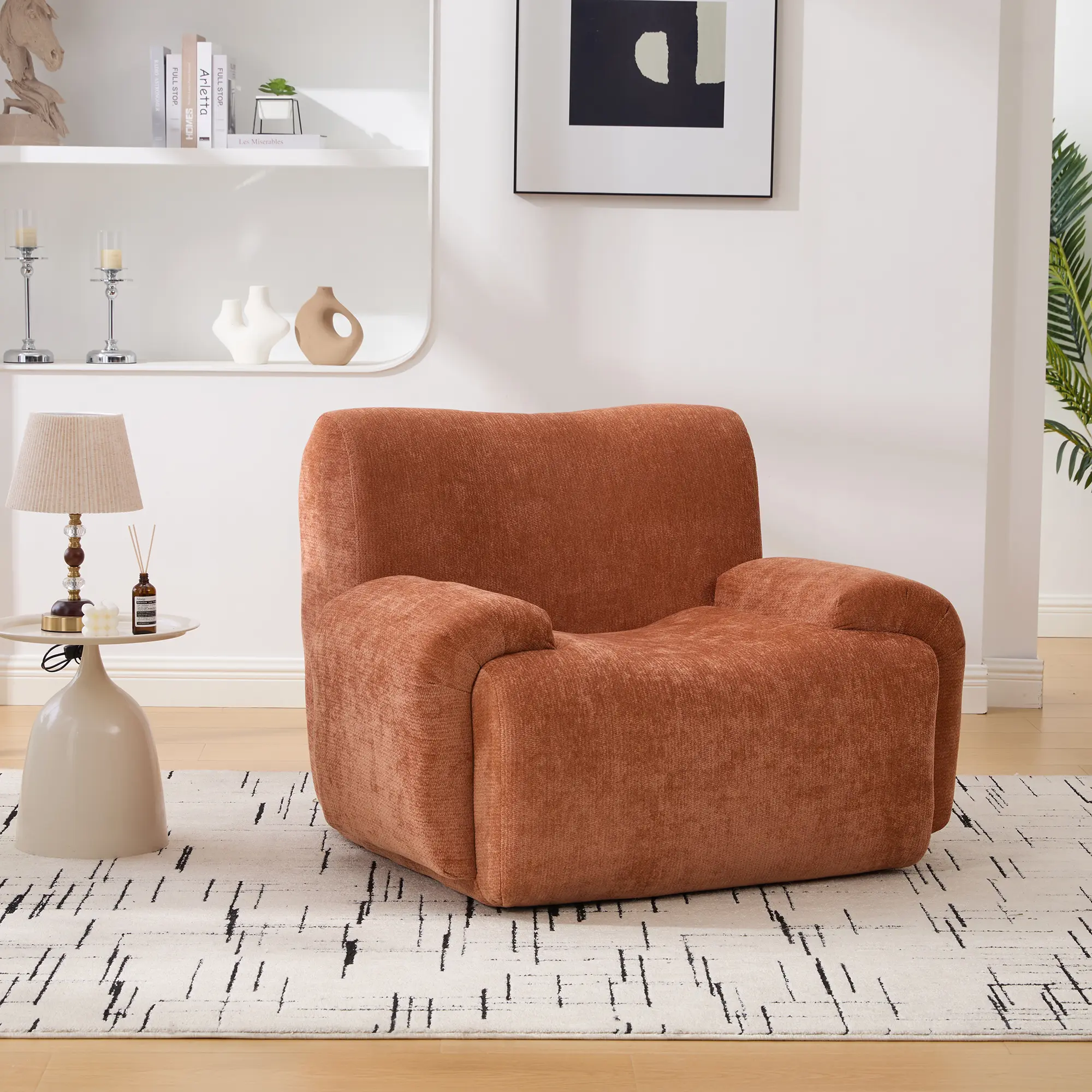 【Sub 1 packages】Niccae 43" Wide Modern Upholstered Oversized Accent Chair, Boneless Single Sofa Chair, Chenille Armchair Comfy Reading Lounge Chair with Deep Seats for Living Room Bedroom Apartment, Dorms