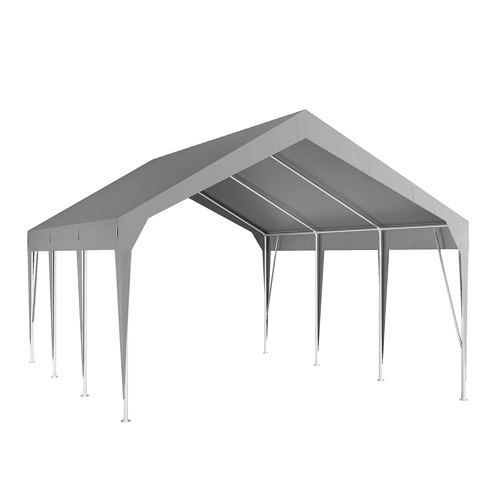 Garvee 12'x20' Rectangular Sturdy PE Fabric Carport, Outdoor Waterproof UV-Resistant Portable Garage with Secure Design, Ample Storage Space, Galvanized Tubes, Tool-Free Assembly (Gray)