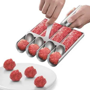 Three-In-One Meatball Maker Tool with Stainless Steel Spoon, Meal Prep Molds, Quick Uniform Size Meatballs or Round Pastries, Kitchen Essential