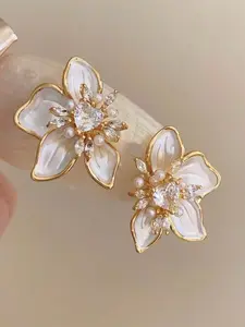 1 Pair Elegant Flower Earrings, Elegant Dress Earrings For Women Suitable For Daily Wear, Party, Banquet, Casual, Vacation