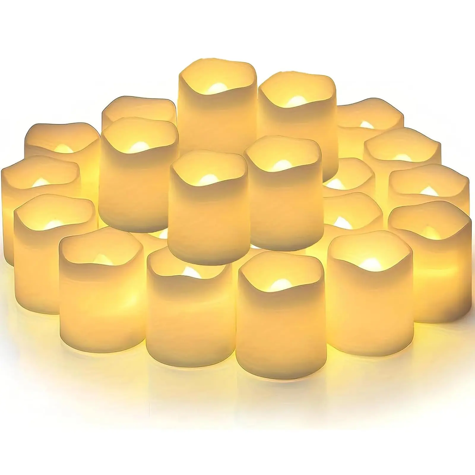 24-Pack Battery-Operated Flickering Flameless LED Tea Candle Lights, Packaged Christmas Holiday Camping Decor for Indoor Home Use (Batteries Required)