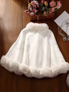 White Furry Collar vintage Style Cape