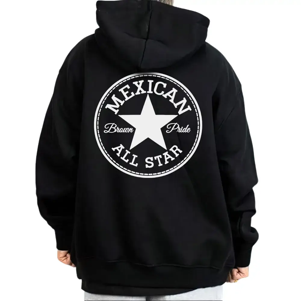 Unisex Menswear Cotton Loose Hoodie - Mexican Brown Pride Chicano Lowrider Oversized Graphic Top, Medium-Heavy Sweatshirt for Men & Women