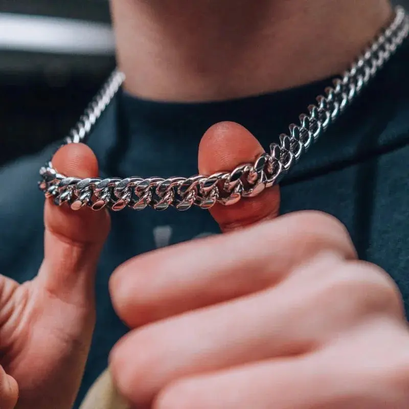 Hermah Cuban Chain Necklace for Men Women,Basic Punk Stainless Steel Curb Link Chain Chokers Fashion Jewelry Gifts