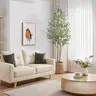 Alupssuc 2025 Decorative Faux Olive Tree (40-49 in, 5ft-6ft Single Trunk) - Silky PVC Faux Plant, Natural Wood Trunk, Realistic Fruits, Adjustable Branches, Washable Potted Indoor Plants, Home Balcony Decor, Holiday Gift Option